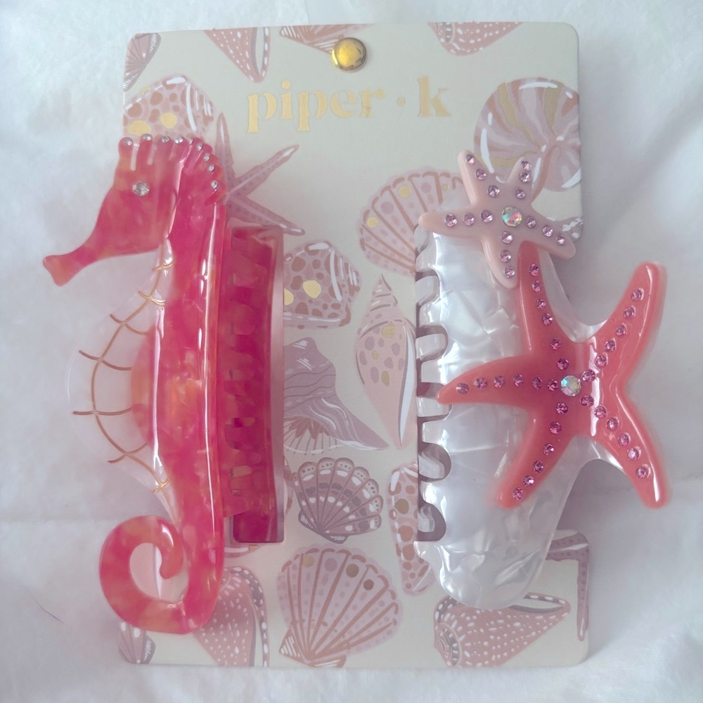 NWT Piper K Seahorse and Starfish Hair Claw Clips